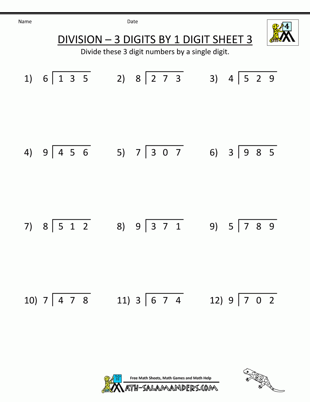 Free Division Worksheets