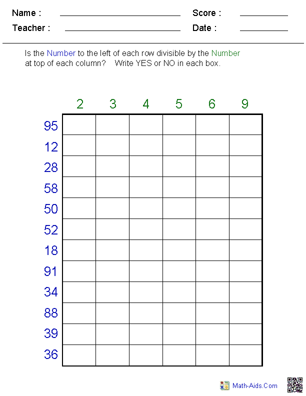 Free Long Division Worksheets On Graph Paper Long Division Worksheets