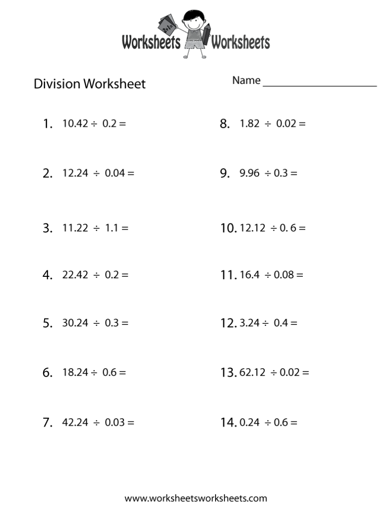 Free Printable Decimal Division Worksheet