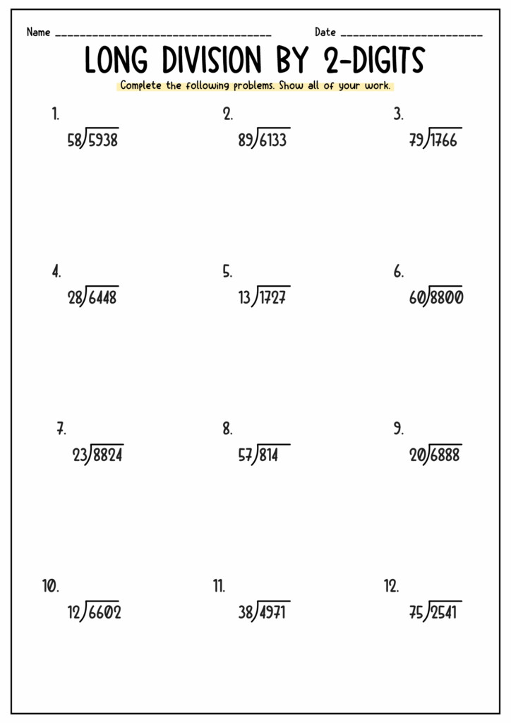 Free Printable Long Division Worksheets 5th Grade PrintableTemplates