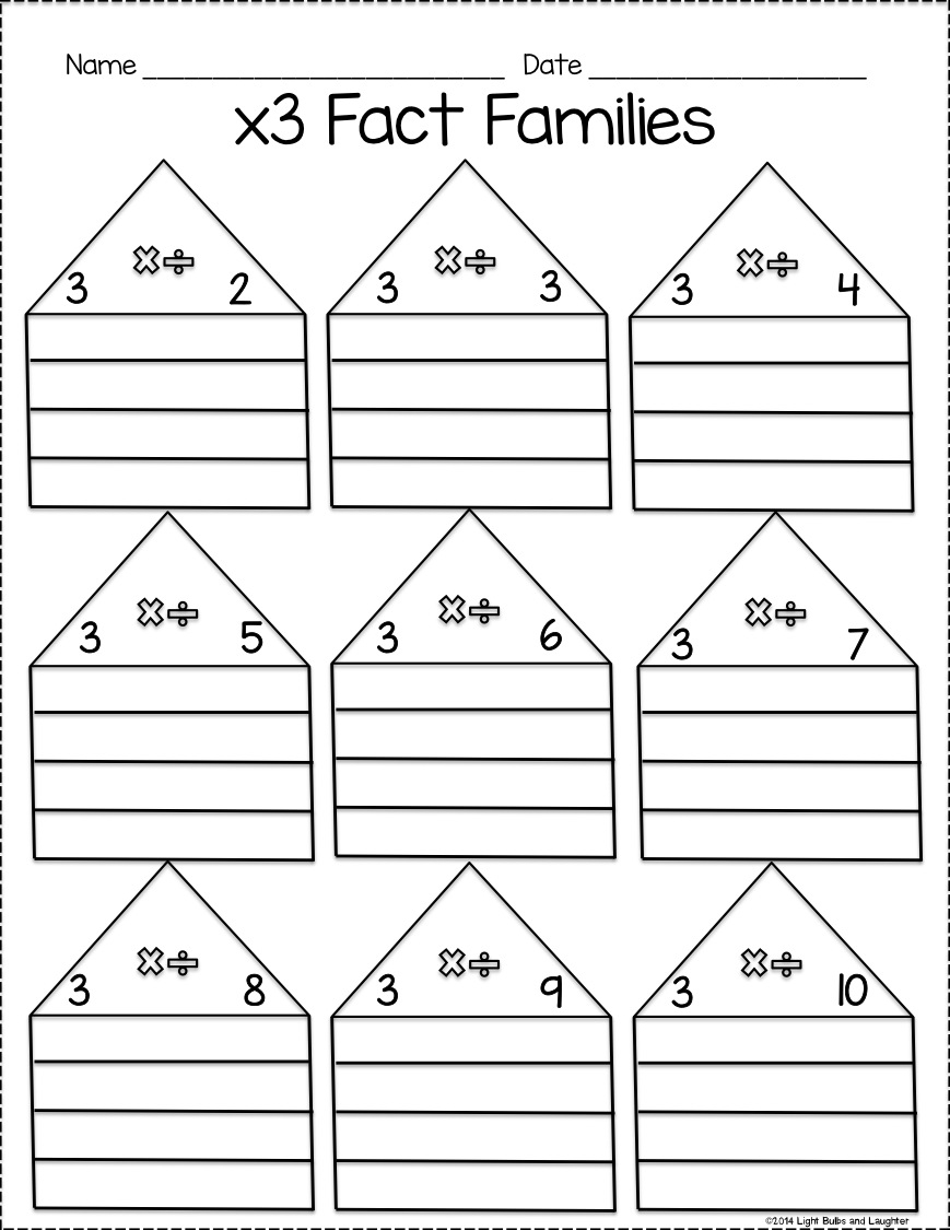 Light Bulbs And Laughter Multiplication And Division Fact Families