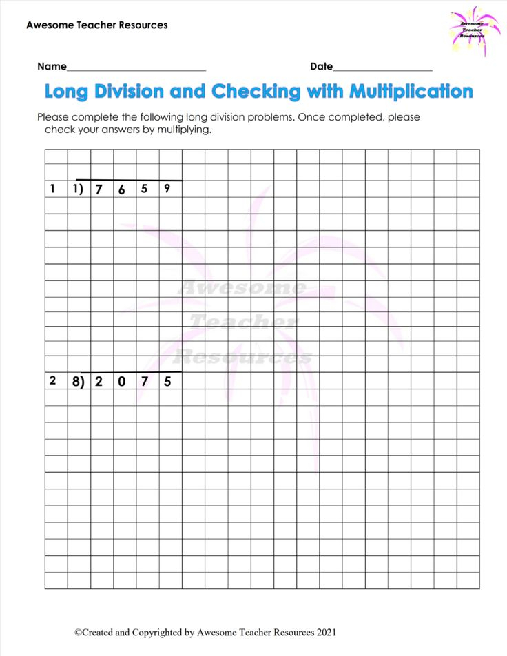 Long Division And Checking With Multiplication Worksheet 1