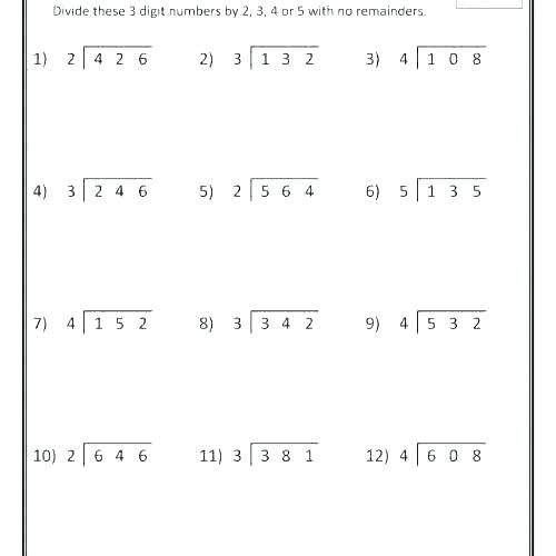 Long Division No Remainders Worksheet