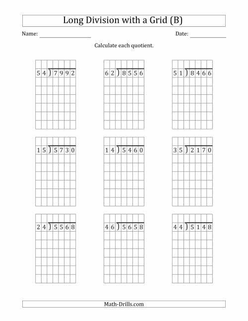 Long Division On Graph Paper Worksheets WorksheetsCity