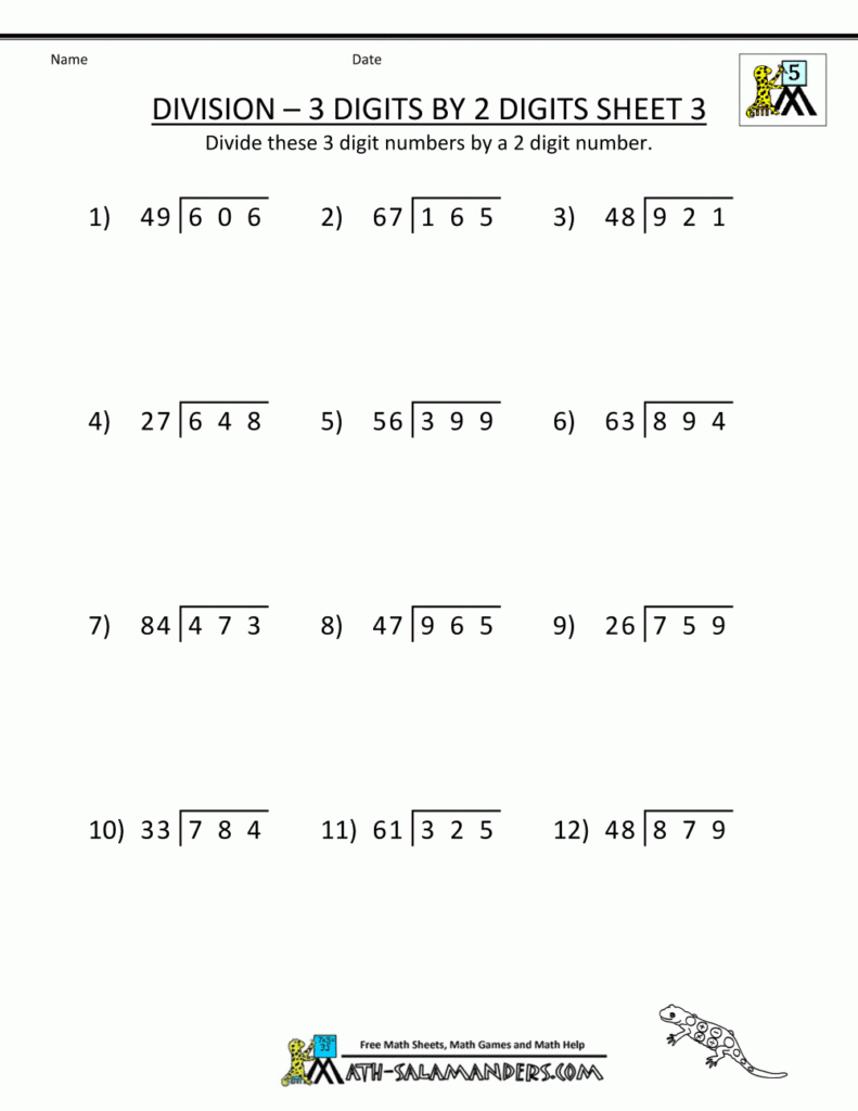 Long Division Worksheets For 5th Grade