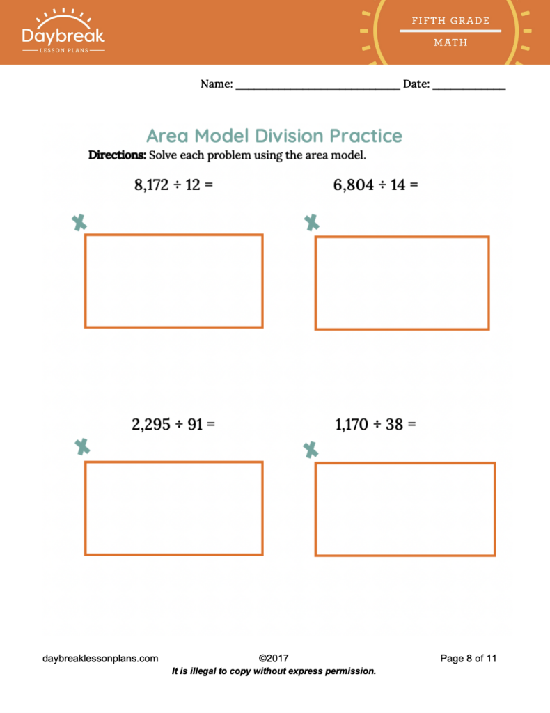 Long Division Worksheets For 5th Grade Math Division 2 Digit Divisor 