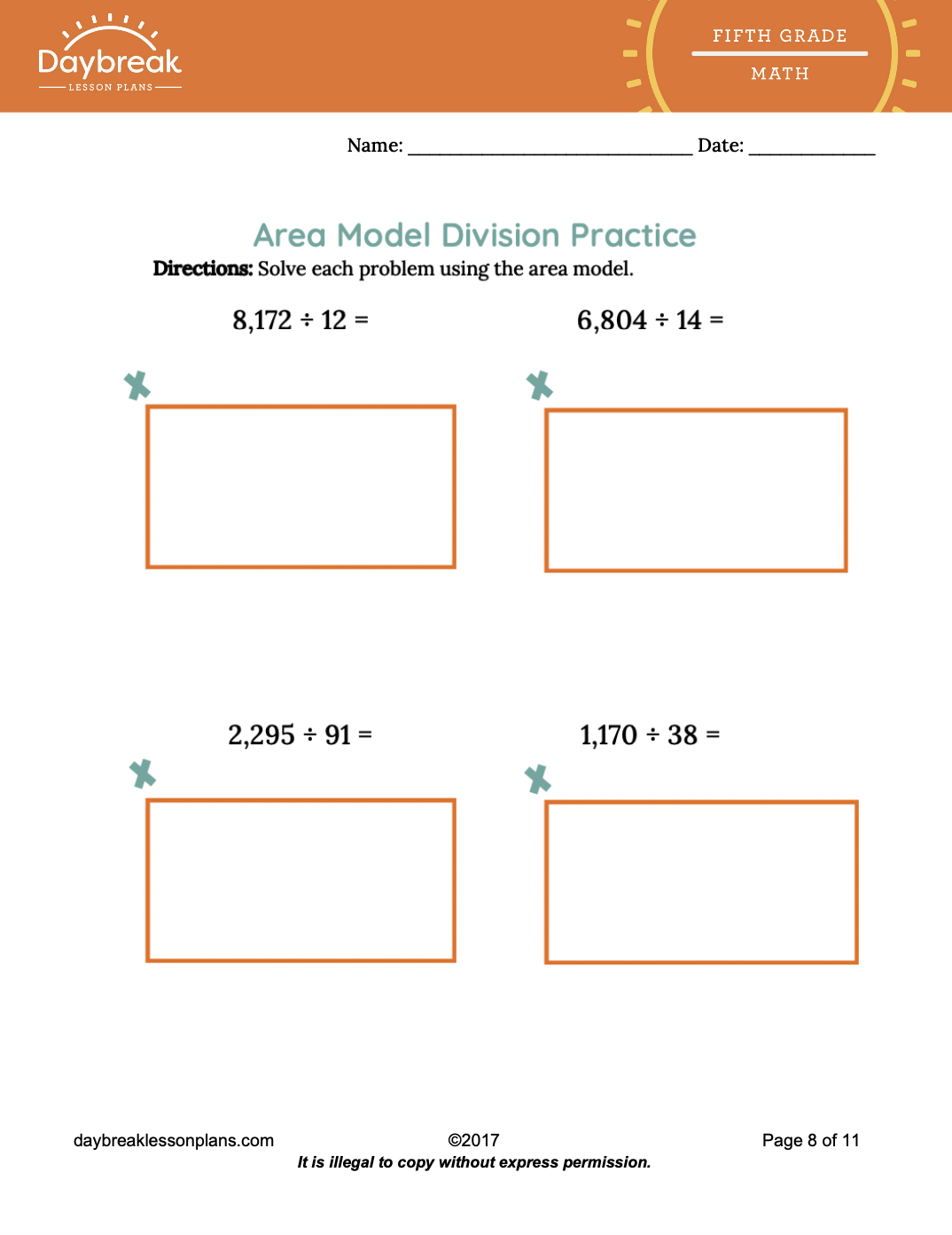 Long Division Worksheets For 5th Grade Math Division 2 Digit Divisor 