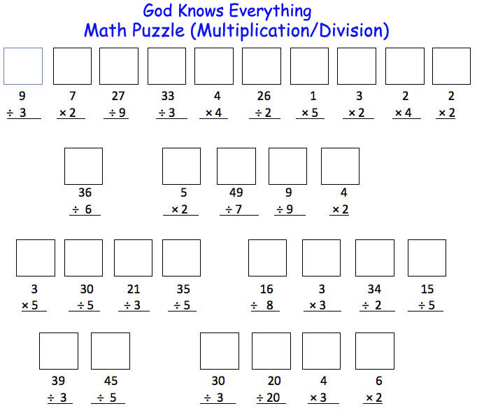 Math Puzzle Multiplication Division 