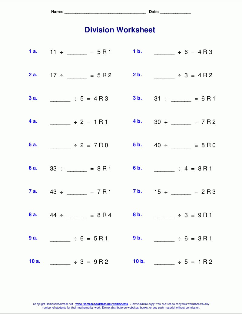 Math Worksheet Generator Division Worksheet Onenow