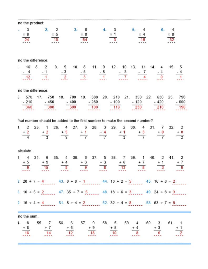 Multiplication And Division Worksheet Division Facts Worksheets 