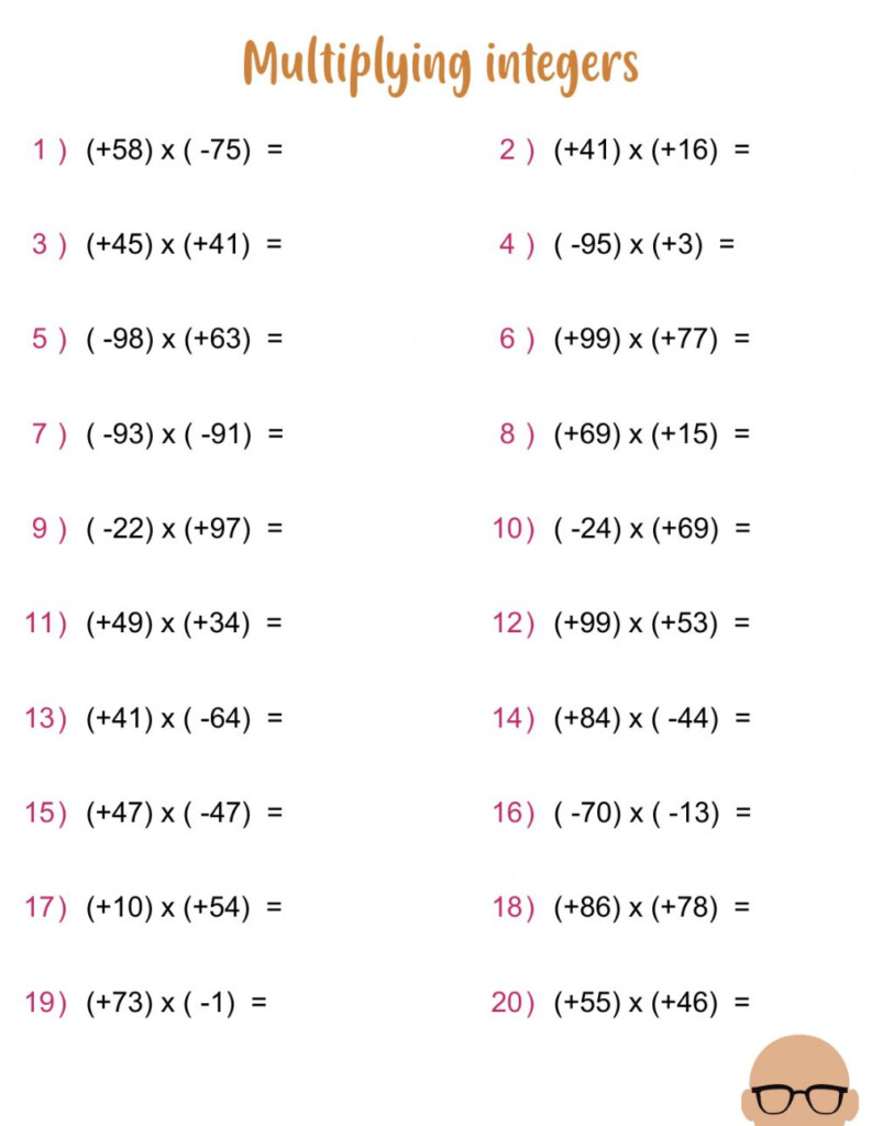 Multiply And Divide Integers Worksheet