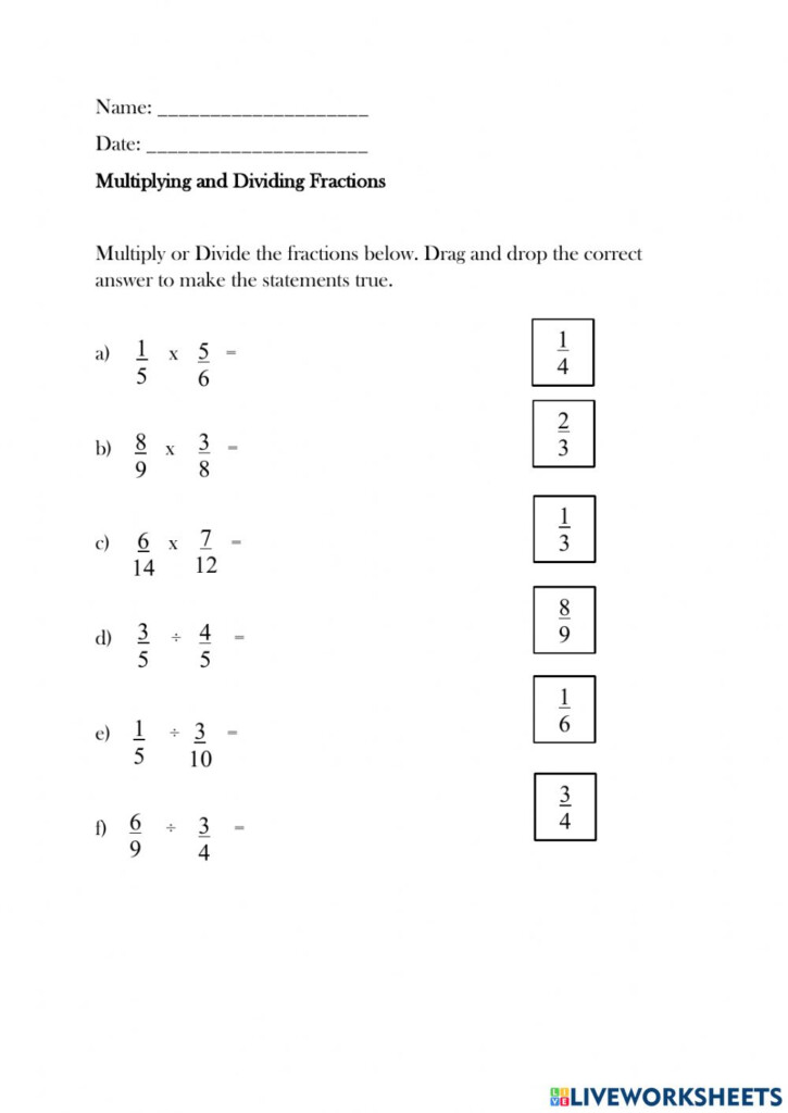 Multiplying And Dividing Fractions A Grade 5 Math Worksheets 