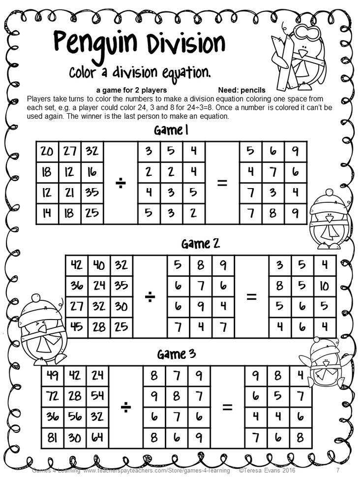 Penguins Math Division Math Games Division Math Games