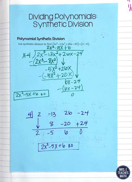 Polynomial Division INB Pages Teaching Algebra Polynomials High 