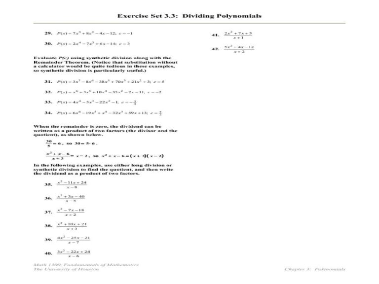 Polynomial Synthetic Division Worksheet Pdf Thekidsworksheet