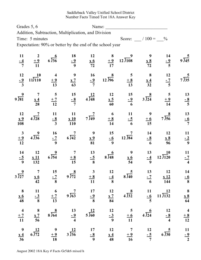 Printable Multiplication And Division Worksheets 