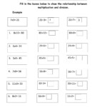 Relating Multiplication To Division Worksheet