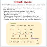 Synthetic Division solutions Examples Videos Worksheets Activities