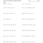 Synthetic Division Worksheet Financial Report