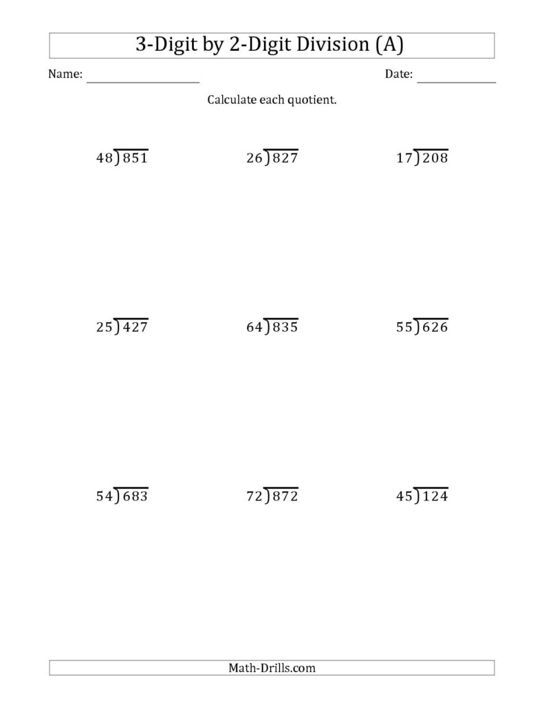 The 3 Digit By 2 Digit Long Division With R With Long Answers Shown 