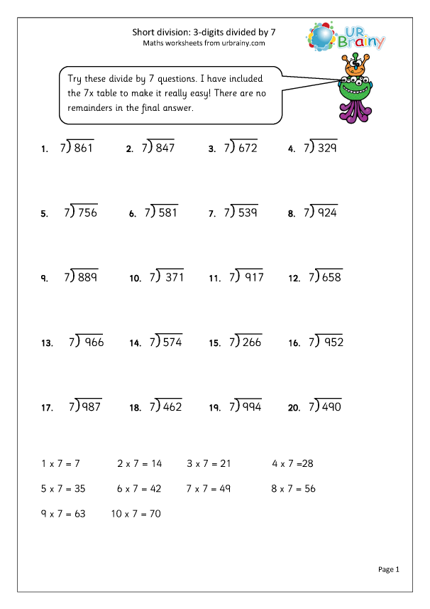 Three Digit Division No Remainders Math Worksheets 12 Best Images Of 