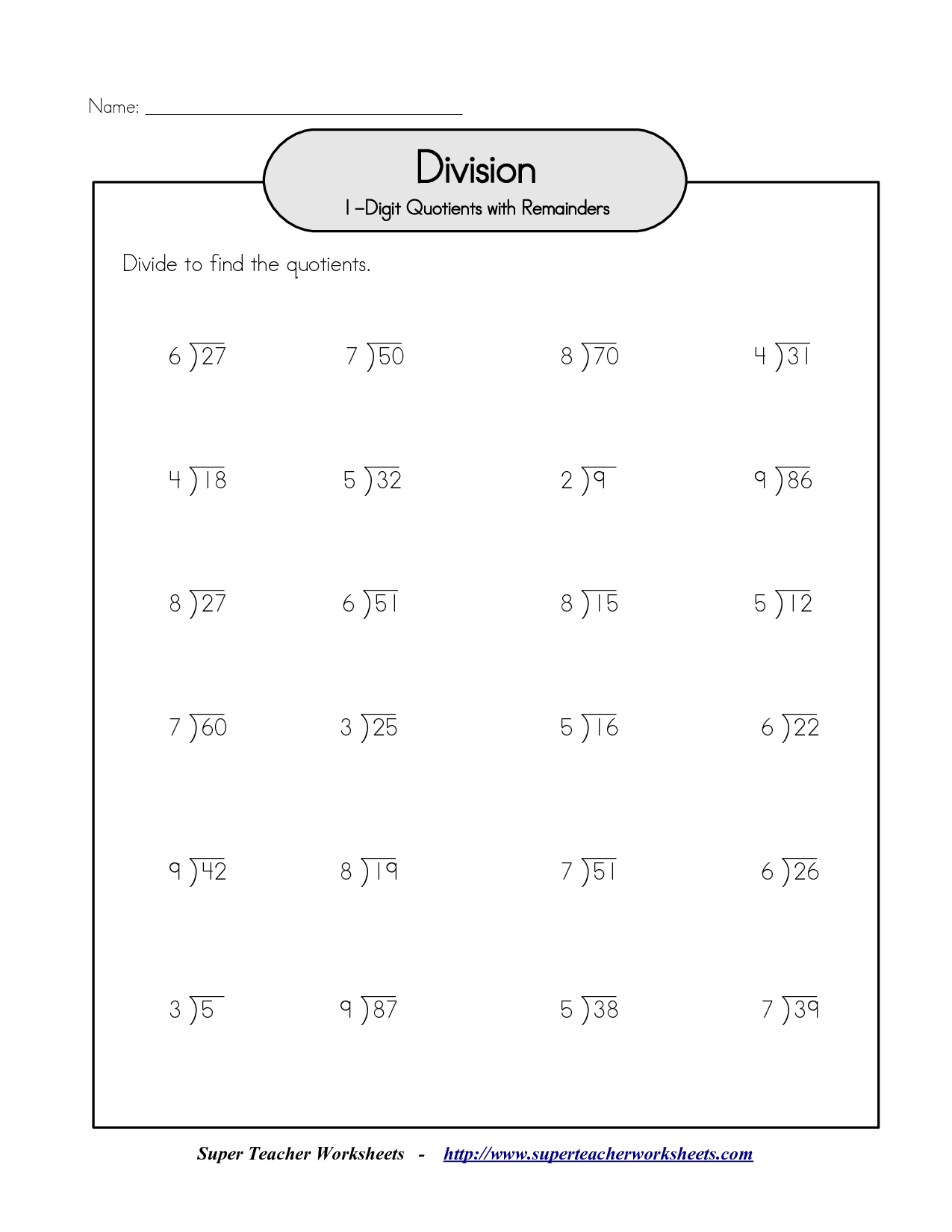 Two Digit Division Worksheets Division Worksheets Easy Math