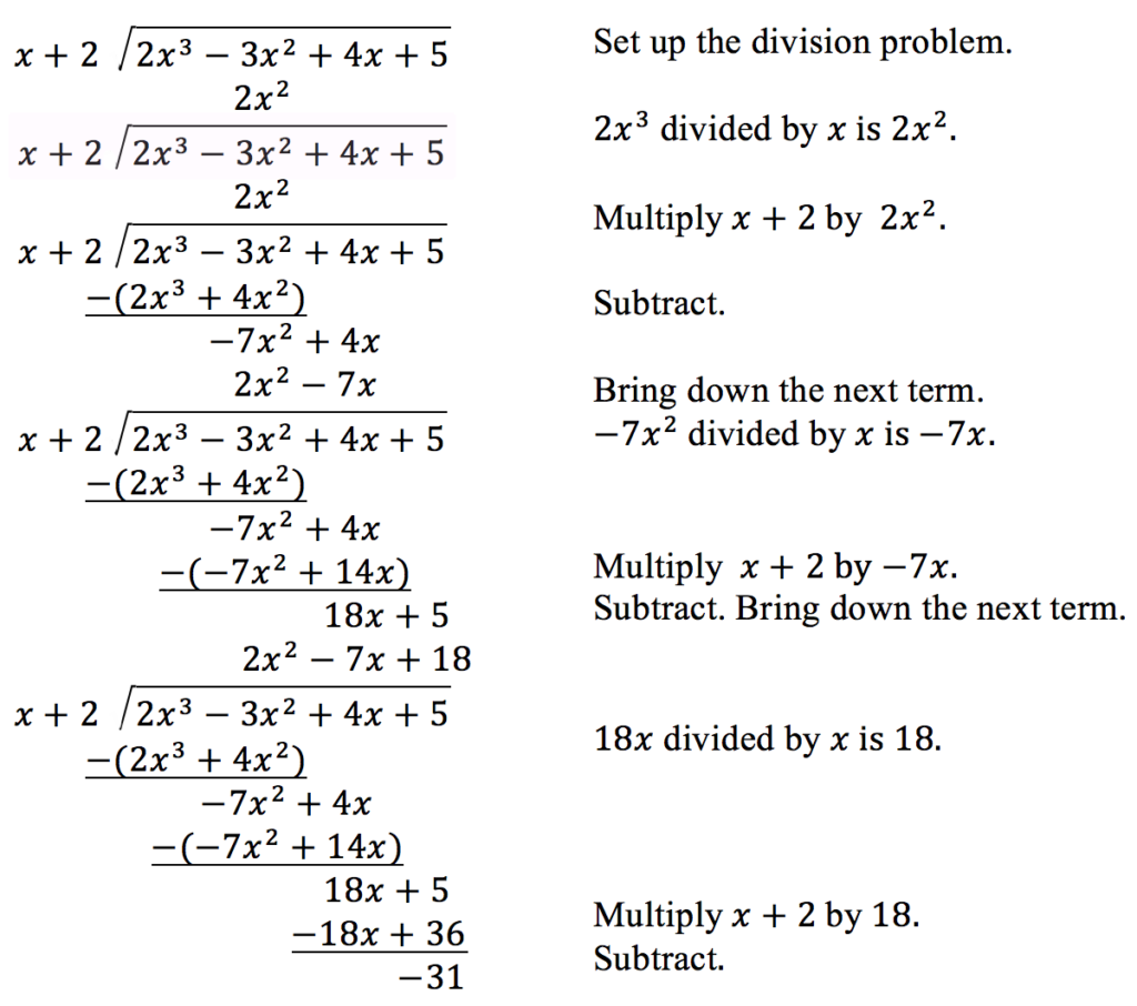 Use Long Division To Divide Polynomials Precalculus I