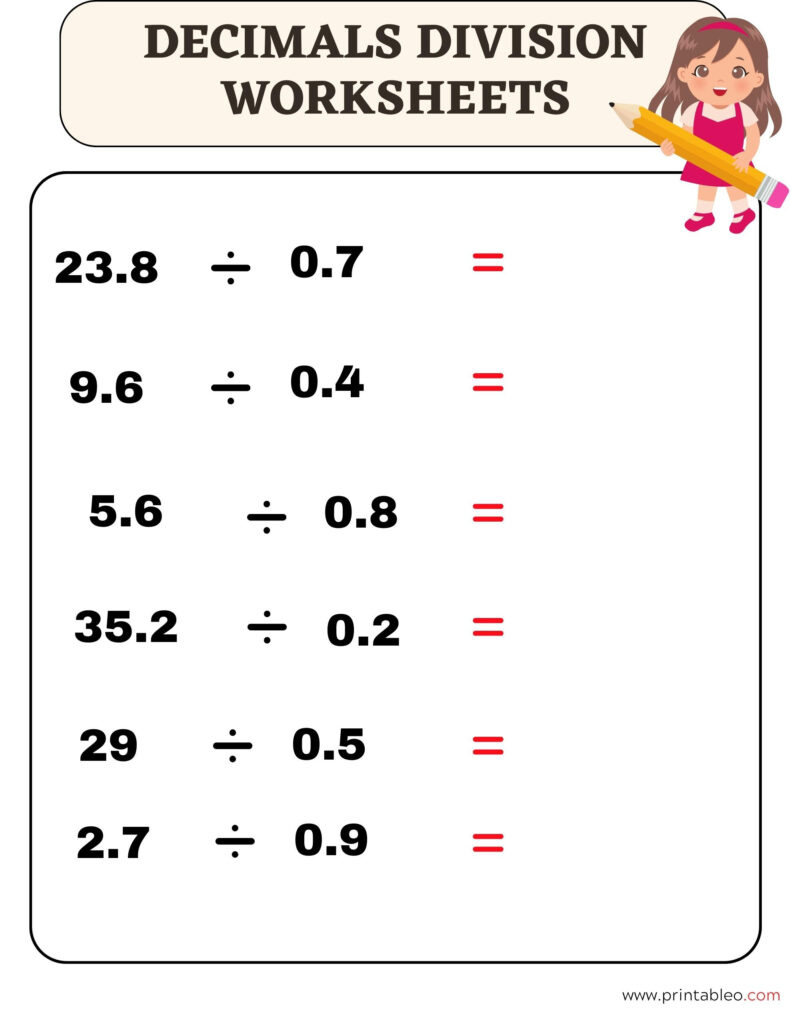 41 Decimal Division Number Worksheet With Lesson Plan