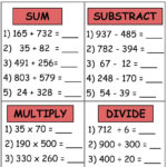 Addition Subtraction Multiplication Division Worksheets DewWool