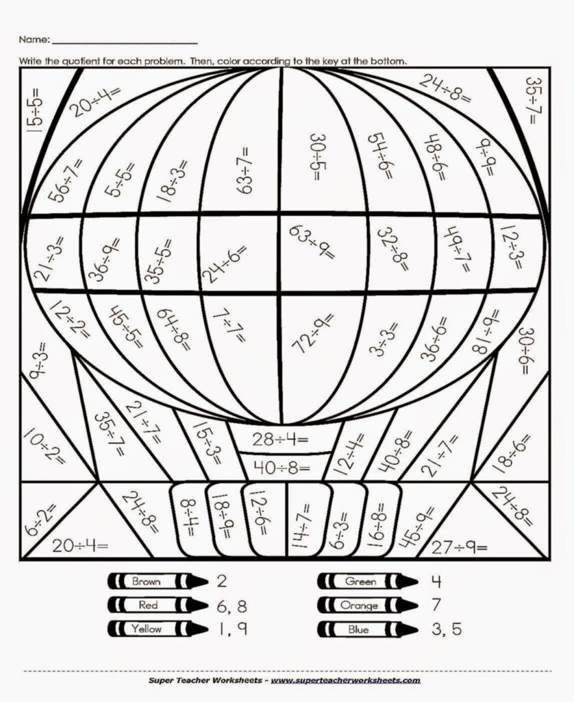 Color By Number Division Printable