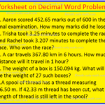 Decimal Word Problems Worksheet English Worksheet