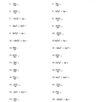 Dividing Monomials Worksheets