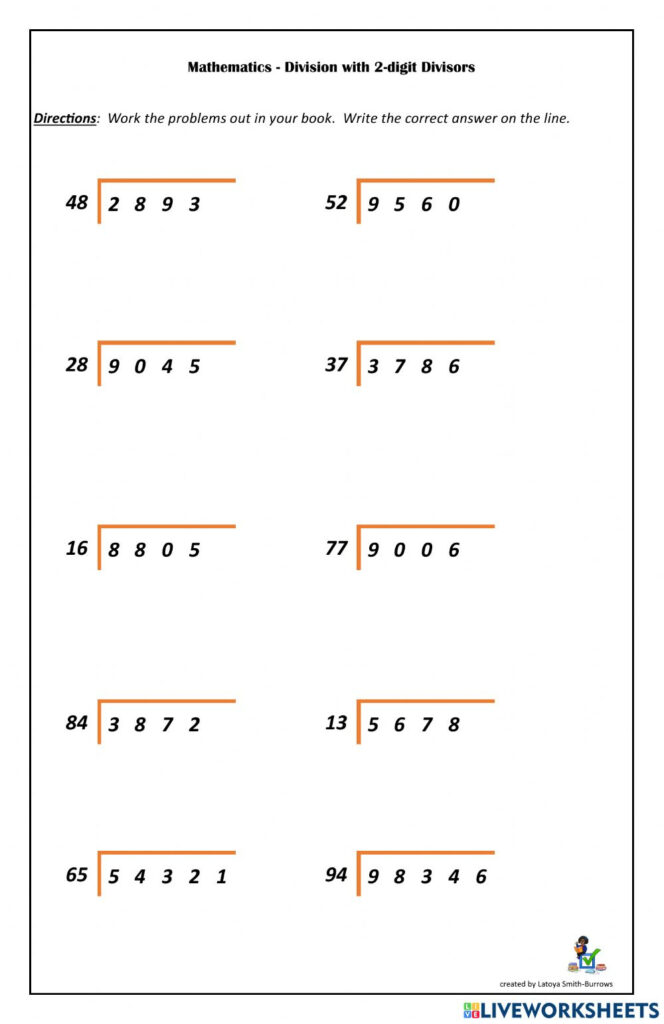 Division 2 Digit Divisor Worksheet Divisonworksheets