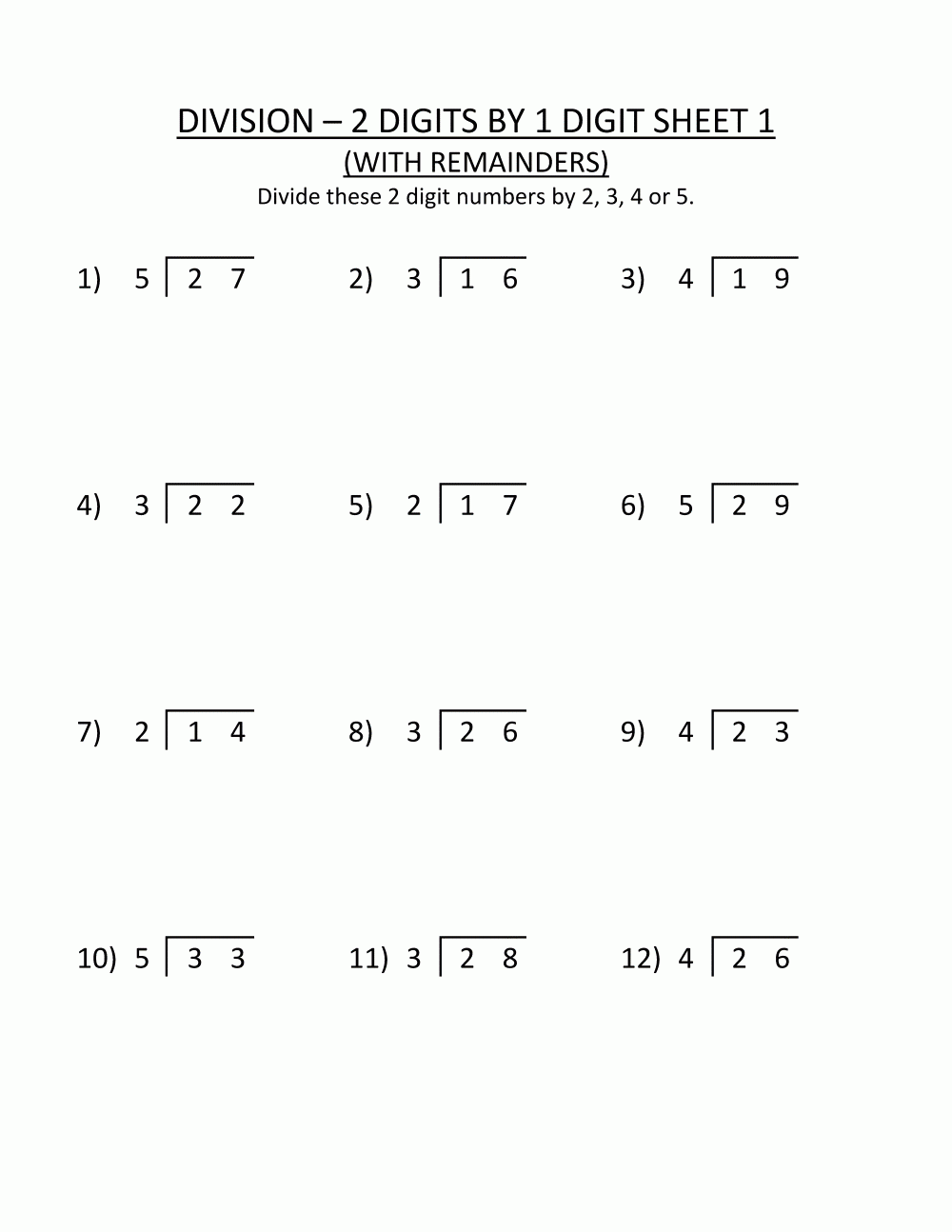 Division 3rd Grade Worksheets