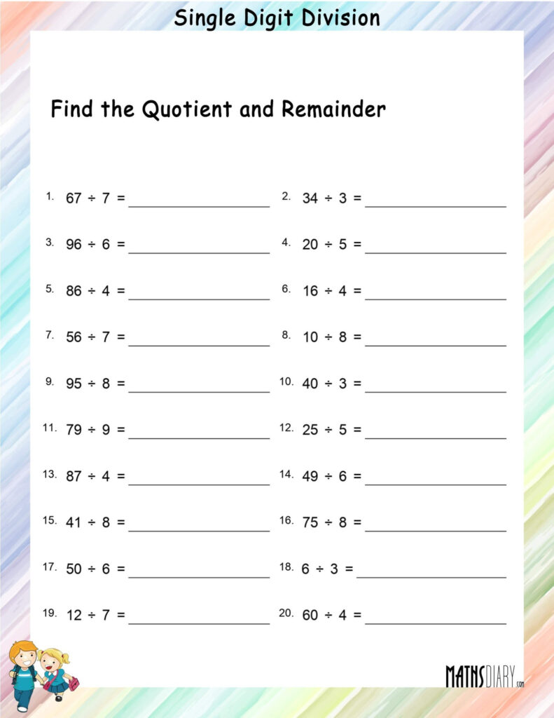 Division By One Digit Worksheet