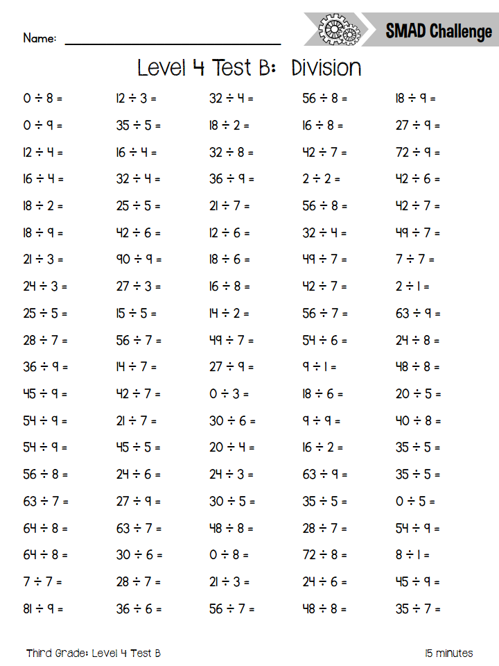 Division Fluency Worksheets