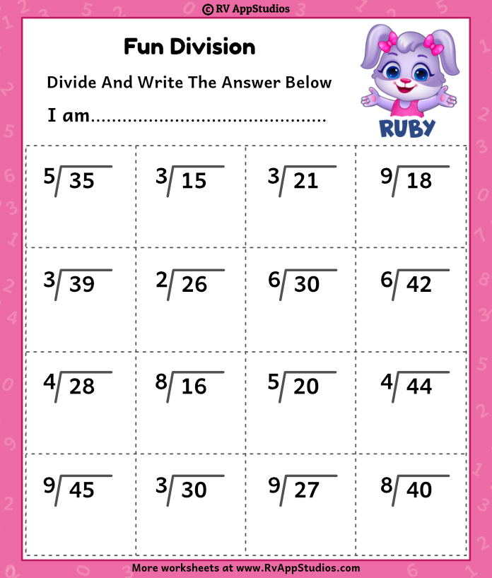 Division Learning Worksheet Free Printable Worksheets