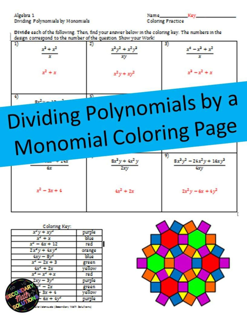 Division Of Monomials Worksheet