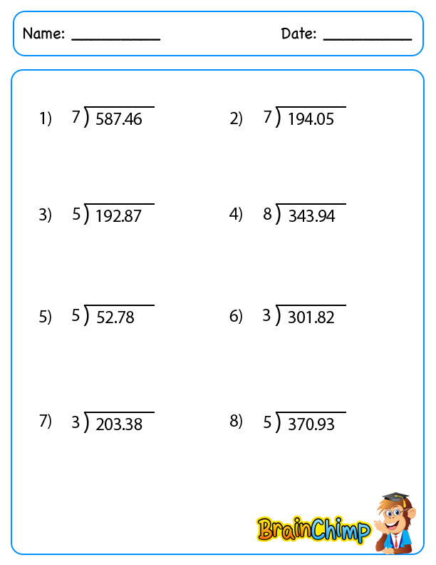 Division With Decimal Answers