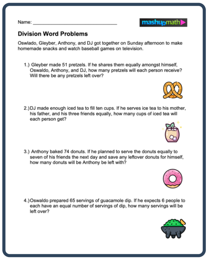 Division Word Problems Free Worksheets For Grades 3 5 Mashup Math