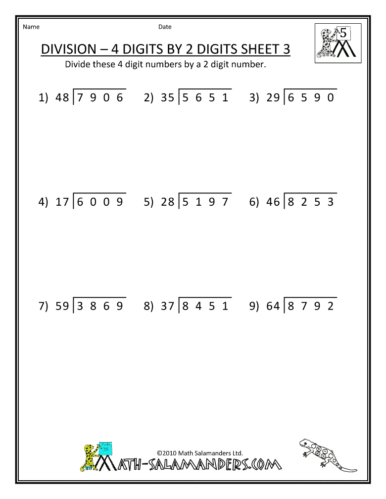 Free 5th Grade Division Worksheets