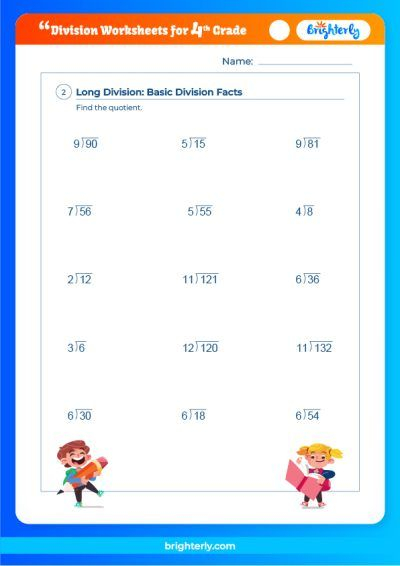 Free Printable 4th Grade Division Worksheets For Kids Brighterly