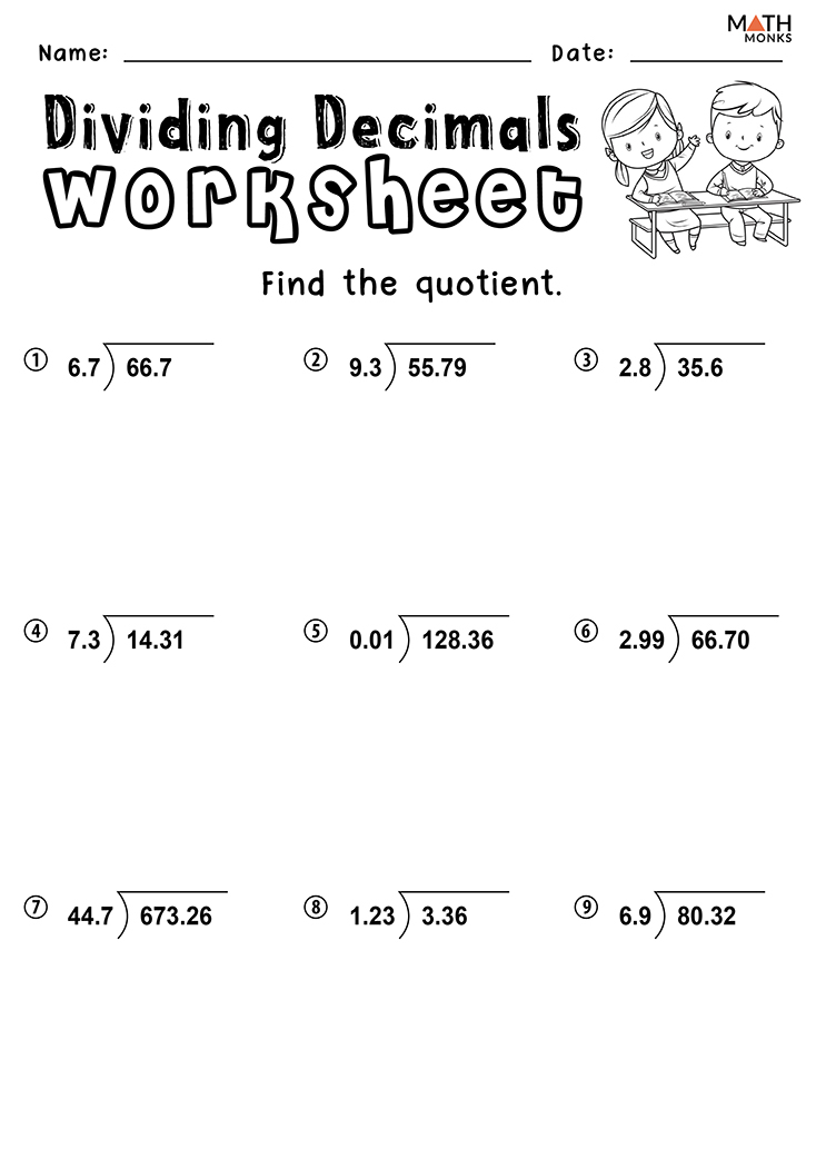 Free Printable Decimal Division Worksheets