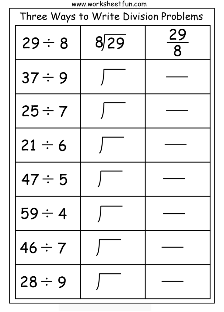 Fun Division Worksheets Printable