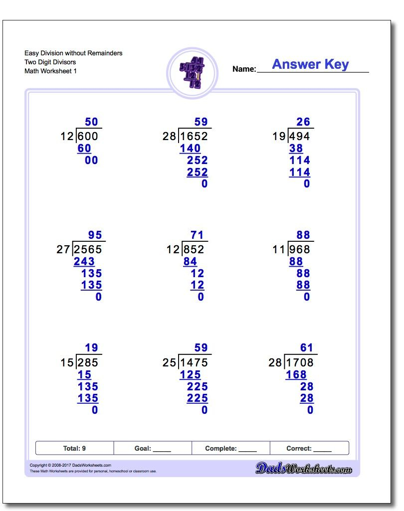 Long Division Worksheets Grade 5