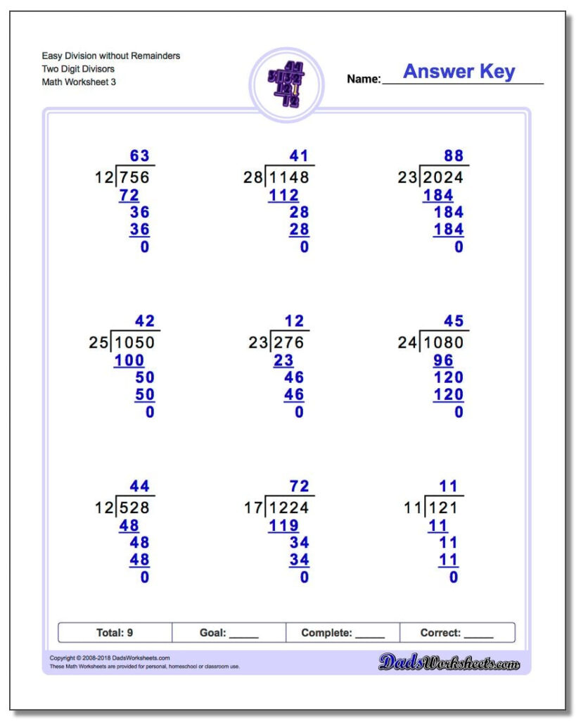 Multi Digit Division Worksheet Divisonworksheets