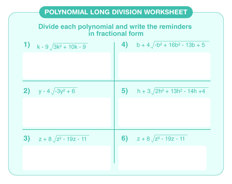 Polynomial Long Division Worksheet Download Free Printables For Kids