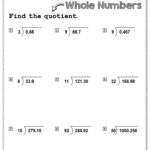 Printable Dividing Decimals Worksheets