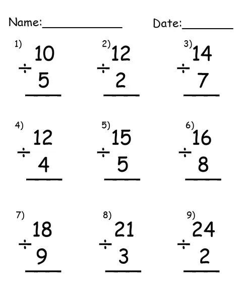 Printable Simple Division Worksheets